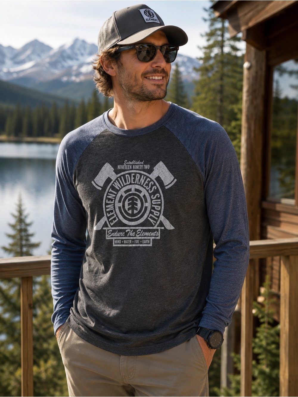 Element Wilderness Supply Men’s Raglan Long Sleeve Shirt Small